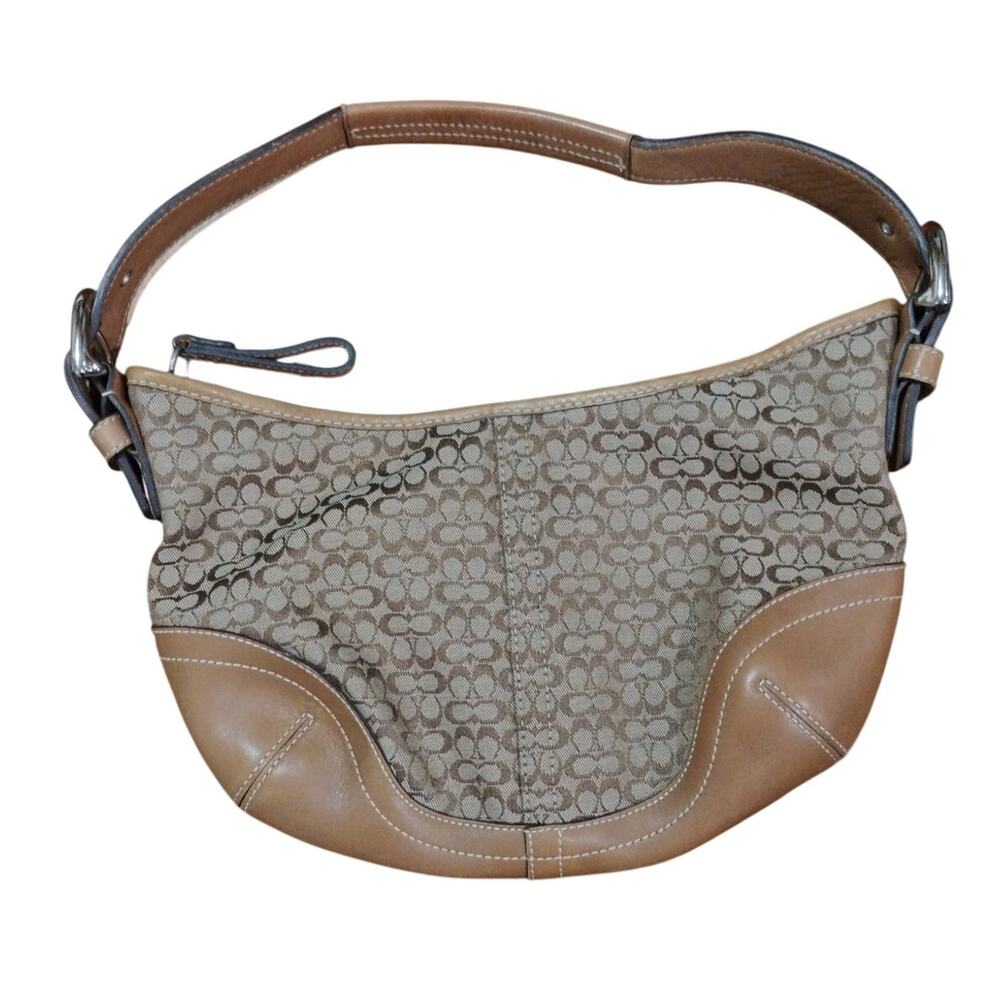 Vtg Coach Signature Canvas shoulder bag brown